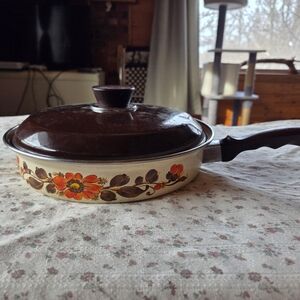 Vintage Moneta Floral Frying Pan with Lid
